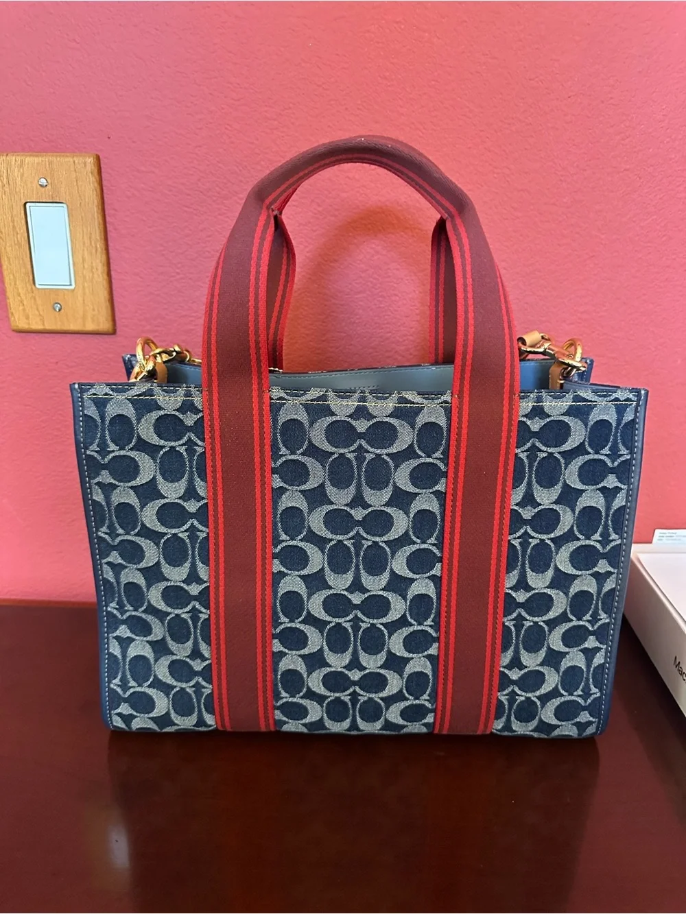 Coach blue signature denim Smith tote bag